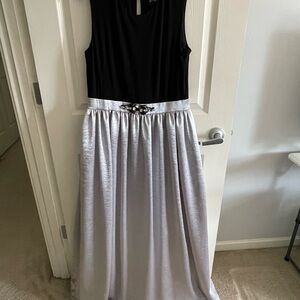 Betsy & Adam Black and Silver Maxi Dress